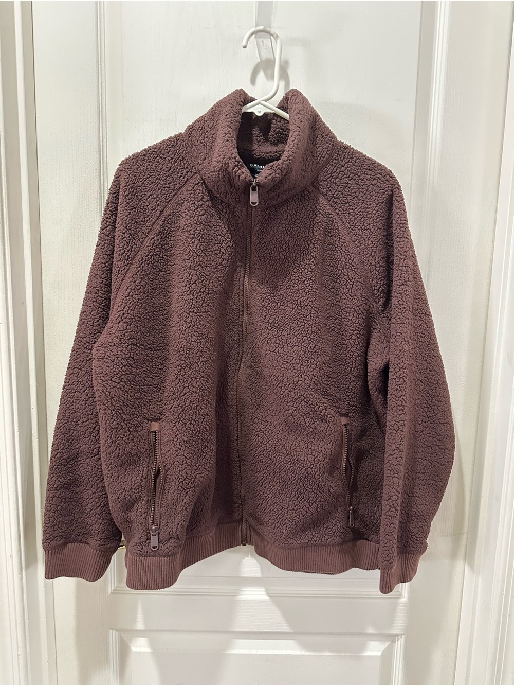 Athleta Plush Sherpa Zip-Up Jacket in Chocolate Brown